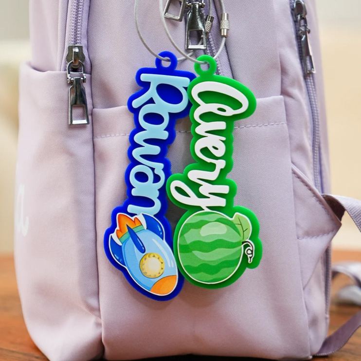 Personalized Cute Dinosaur Bus Multicolor Name Keychain Back to School Birthday Gift for Kids