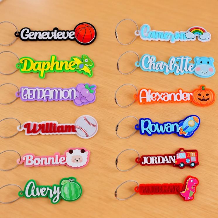 Personalized Cute Dinosaur Bus Multicolor Name Keychain Back to School Birthday Gift for Kids