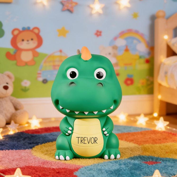 Personalized Colorful Dinosaur Money Bank Great For Nursery Decor Piggy Bank