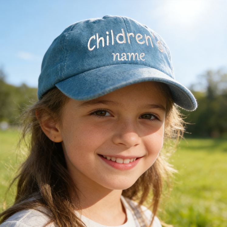 Personalized Embroidered Denim Hat For Kids With Custom Name Graphic kid Baseball Cap