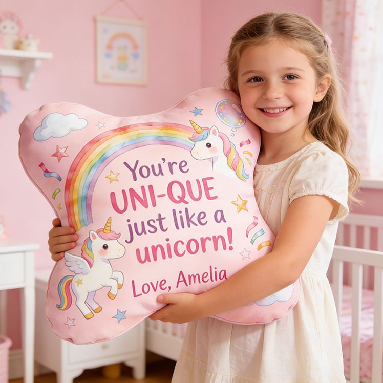 Personalized Cute Dream Horse Pillow For Girls With Rainbow Theme And Sweet Message Graphic 3D Print Pillow