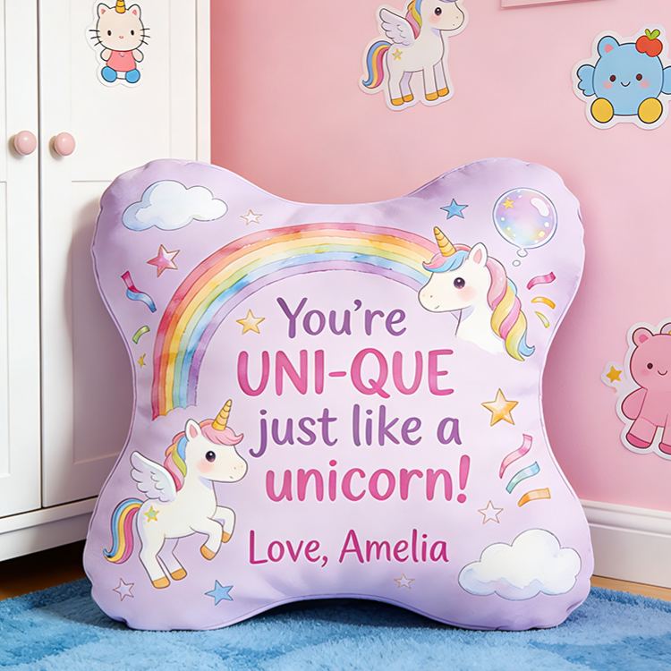 Personalized Cute Dream Horse Pillow For Girls With Rainbow Theme And Sweet Message Graphic 3D Print Pillow