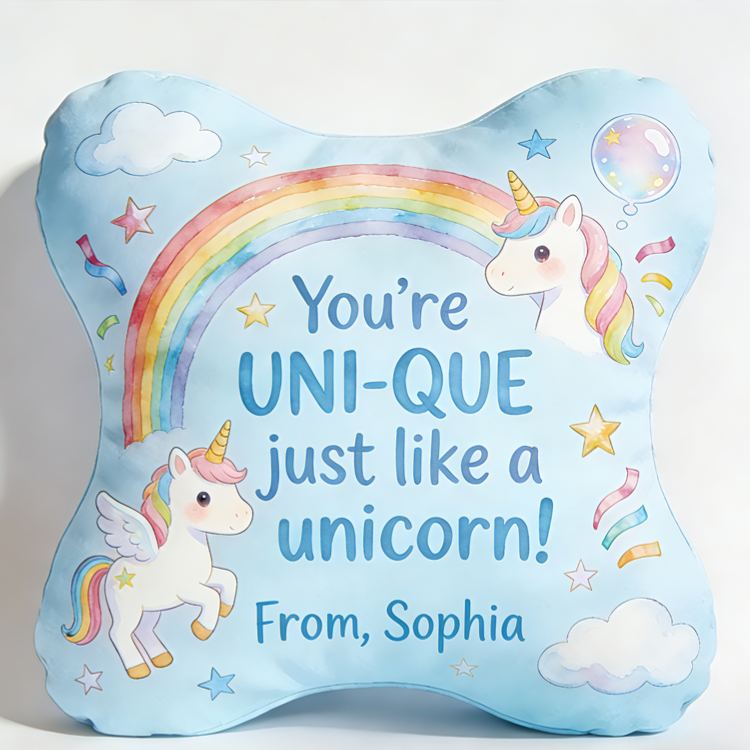 Personalized Cute Dream Horse Pillow For Girls With Rainbow Theme And Sweet Message Graphic 3D Print Pillow