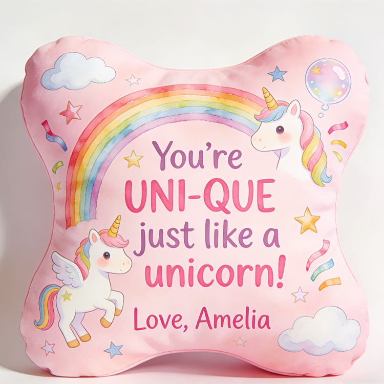 Personalized Cute Dream Horse Pillow For Girls With Rainbow Theme And Sweet Message Graphic 3D Print Pillow