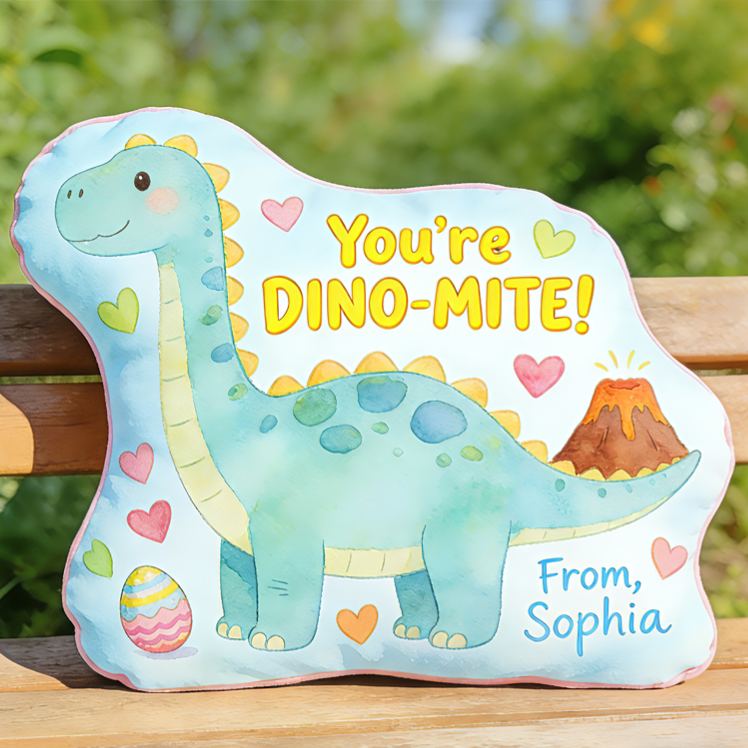 Personalized Cute Dinosaur Shaped Pillow For Kids With Colorful Volcano Theme Graphic 3D Print Pillow