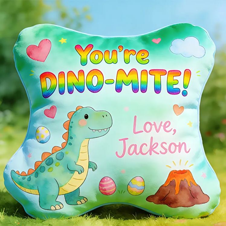 Personalized Lovely Dino Themed Pillow Great For Toddlers Room Decoration Graphic 3D Print Pillow