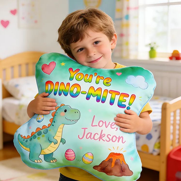 Personalized Lovely Dino Themed Pillow Great For Toddlers Room Decoration Graphic 3D Print Pillow