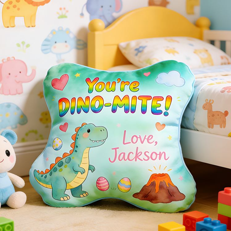 Personalized Lovely Dino Themed Pillow Great For Toddlers Room Decoration Graphic 3D Print Pillow