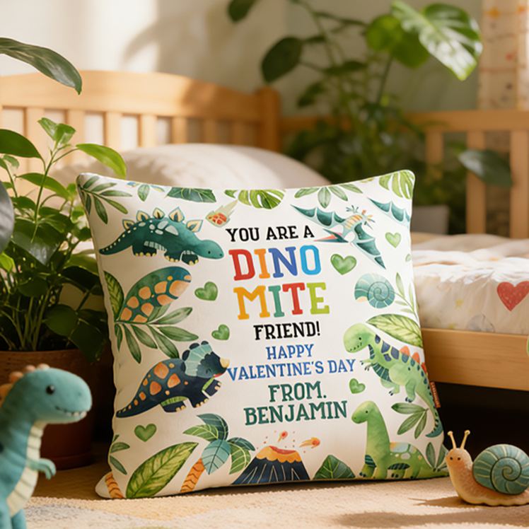 Personalized Colorful Dinosaur Pillow For Kids With Cute Theme Graphic 3D Print Pillow