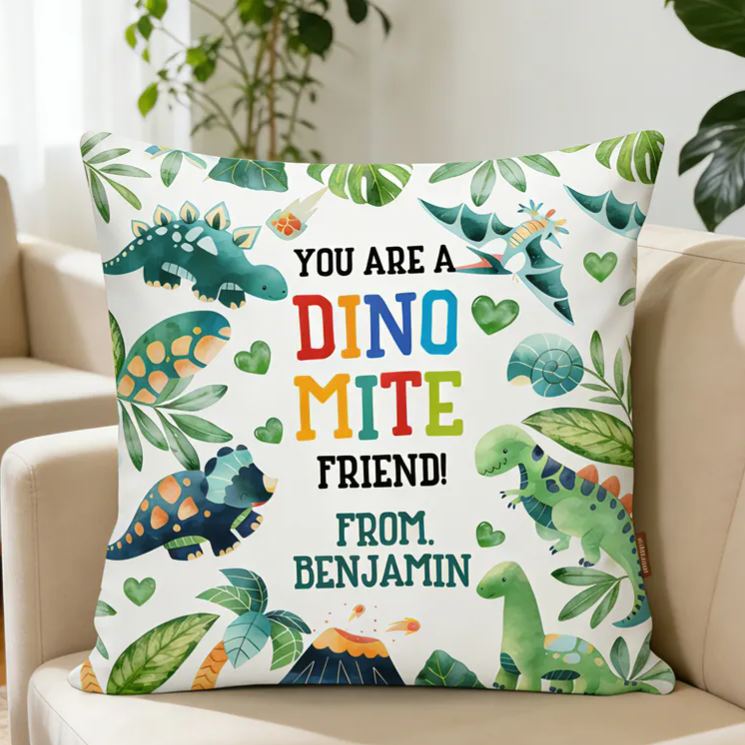 Personalized Colorful Dinosaur Pillow For Kids With Cute Theme Graphic 3D Print Pillow