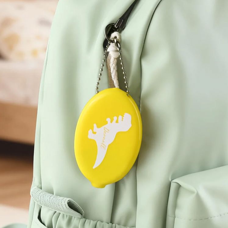 Personalized Cute Dinosaur Excavator Pattern Coin Purse Keychain with Name Christmas Birthday Gift for Kids
