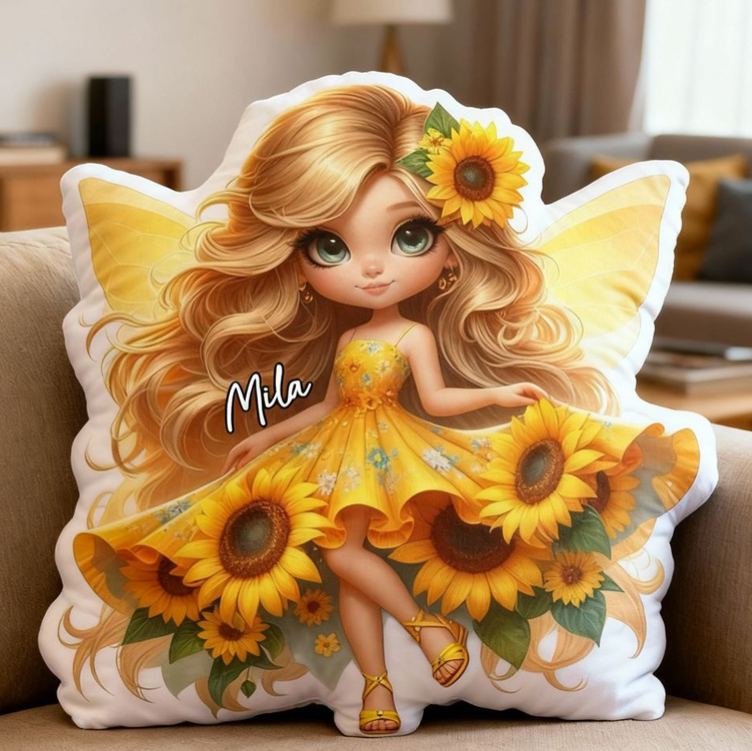 Personalized Beautiful Fairy Cushion Sitting On Red Rose For Girls Room Graphic 3D Print Pillow