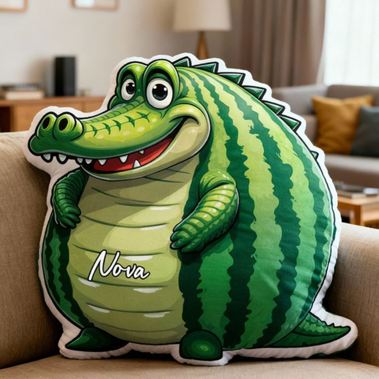 Personalized Cute Crocodile Cushion With Funny Smile For Kids Holiday Decor Graphic 3D Print Pillow