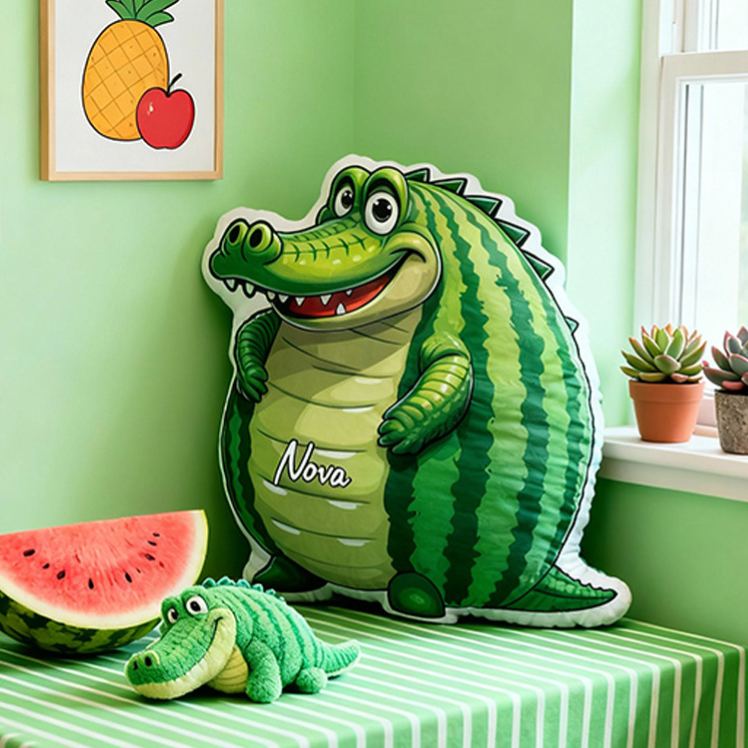 Personalized Cute Crocodile Cushion With Funny Smile For Kids Holiday Decor Graphic 3D Print Pillow
