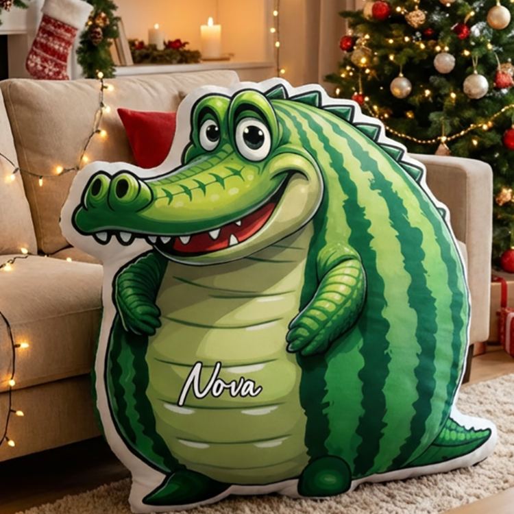 Personalized Cute Crocodile Cushion With Funny Smile For Kids Holiday Decor Graphic 3D Print Pillow