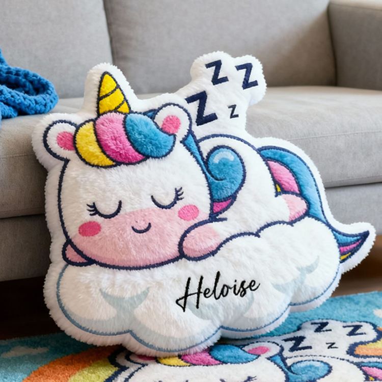 Personalized Sleeping Dream Horse On Cloud With Rainbow Mane For Kids Room Graphic 3D Print Pillow