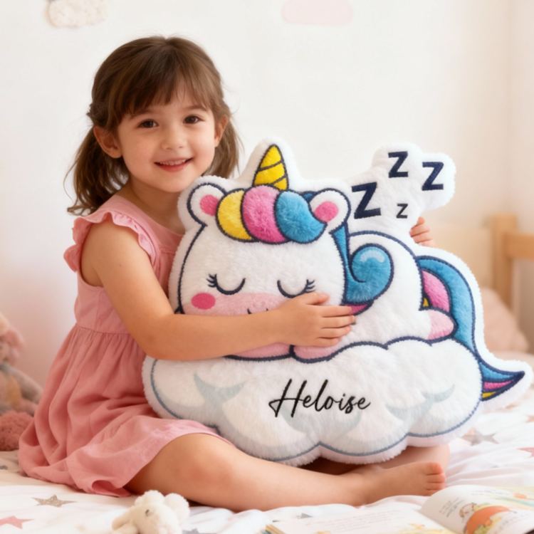 Personalized Sleeping Dream Horse On Cloud With Rainbow Mane For Kids Room Graphic 3D Print Pillow