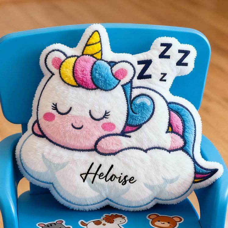 Personalized Sleeping Dream Horse On Cloud With Rainbow Mane For Kids Room Graphic 3D Print Pillow