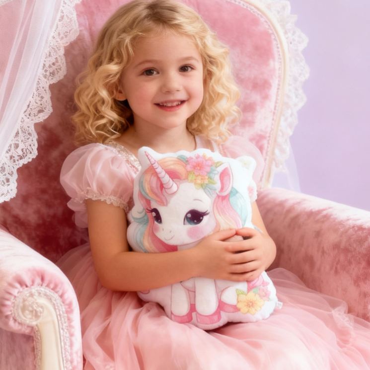 Personalized Dream Horse Name Custom Soft Decorative Gift Magical Rainbow Style Cute Pastel Cozy Dream Fantasy Sparkle Flower Lovely Whimsical Room Decor Graphic 3D Print Pillow