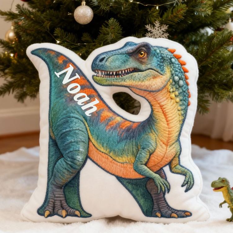 Personalized Dinosaur Letter Series Pillow Fun Cartoon Pillow Birthday Gift for Kids