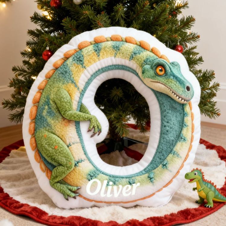 Personalized Dinosaur Letter Series Pillow Fun Cartoon Pillow Birthday Gift for Kids