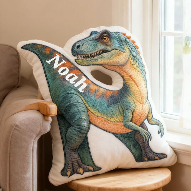 Personalized Dinosaur Letter Series Pillow Fun Cartoon Pillow Birthday Gift for Kids