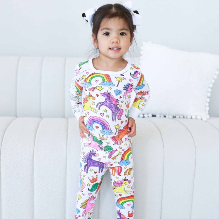 Personalized Coloring Name Custom Creative Gift Fun Art Style Interactive Play Educational Cozy Sleepwear Cute Dream Kids DIY Drawing Adventure Colorable Two Piece Pajama Set