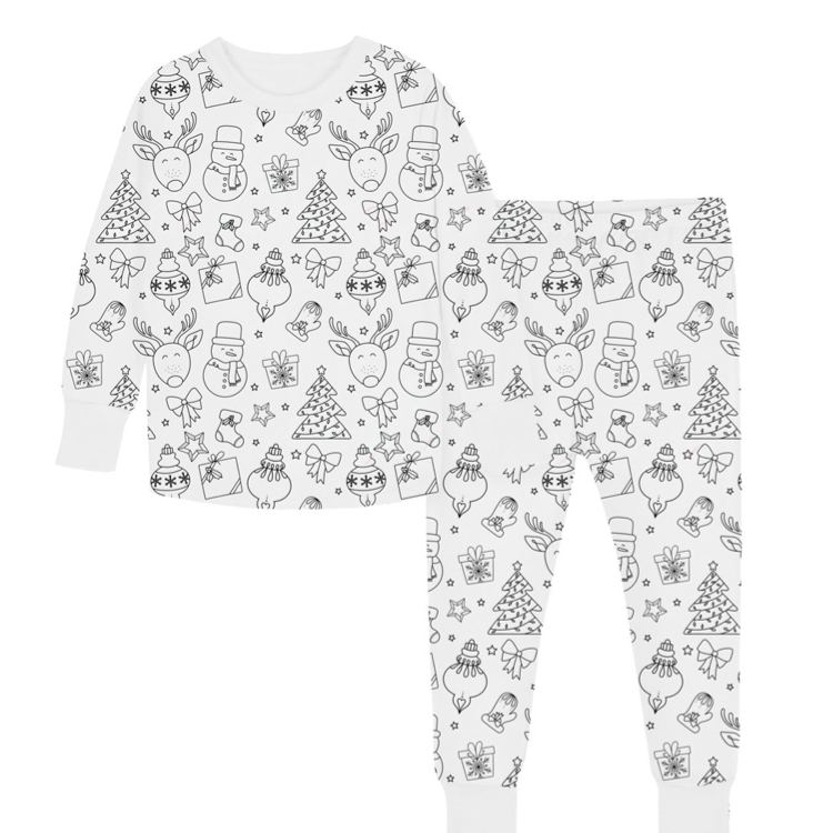 Personalized Coloring Name Custom Creative Gift Fun Art Style Interactive Play Educational Cozy Sleepwear Cute Dream Kids DIY Drawing Adventure Colorable Two Piece Pajama Set