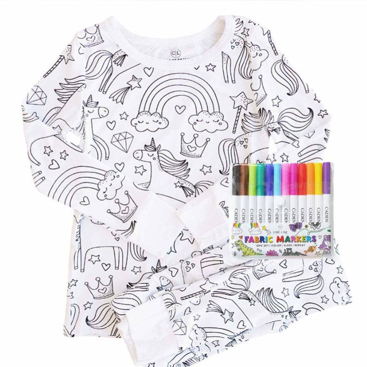 Personalized Dream Horse Rainbow Name Custom Creative Gift Magical Fantasy Style Fun Playful Cozy Dream Cute Kids Art Coloring Adventure Joyful Colorable Two Piece Pajama Set