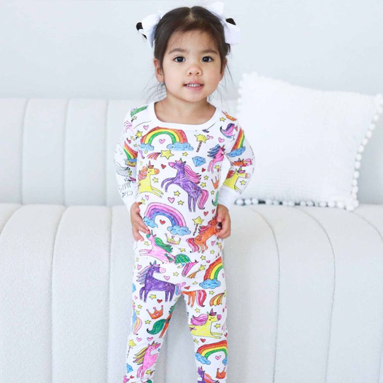 Personalized Coloring Name Custom Creative Gift Fun Art Style Interactive Play Educational Cozy Sleepwear Cute Dream Kids DIY Drawing Adventure Colorable Two Piece Pajama Set