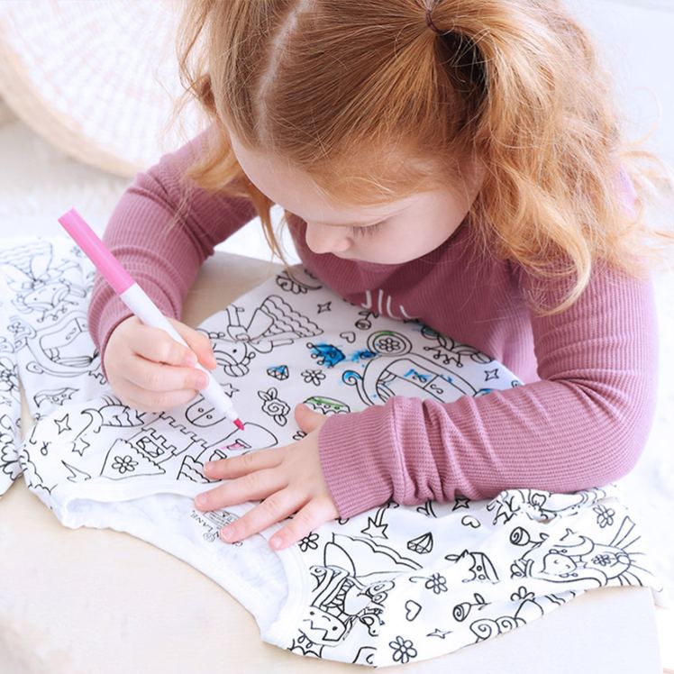 Personalized Princess Castle Name Custom Creative Gift Fairytale Magic Style Fun Playful Cozy Dream Art Drawing Adventure Cute Kids Fantasy Colorable Two Piece Pajama Set