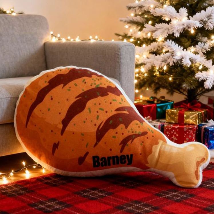 Personalized Fried Chicken Drumstick Name Custom Soft Decorative Gift Food Lover Style Fun Tasty Cozy Home Kitchen Playful Snack Comfort Unique Graphic 3D Print Pillow