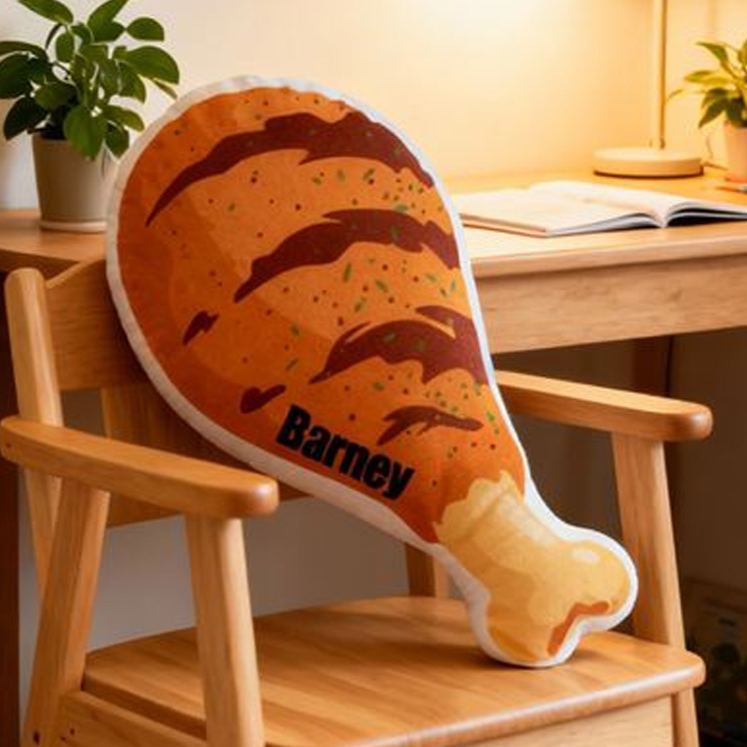 Personalized Fried Chicken Drumstick Name Custom Soft Decorative Gift Food Lover Style Fun Tasty Cozy Home Kitchen Playful Snack Comfort Unique Graphic 3D Print Pillow