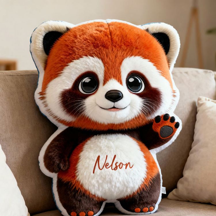 Personalized Red Panda Name Custom Soft Decorative Gift Forest Animal Style Cute Cuddly Cozy Kid Room Warm Hug Lovely Wildlife Adventure Friend Graphic 3D Print Pillow