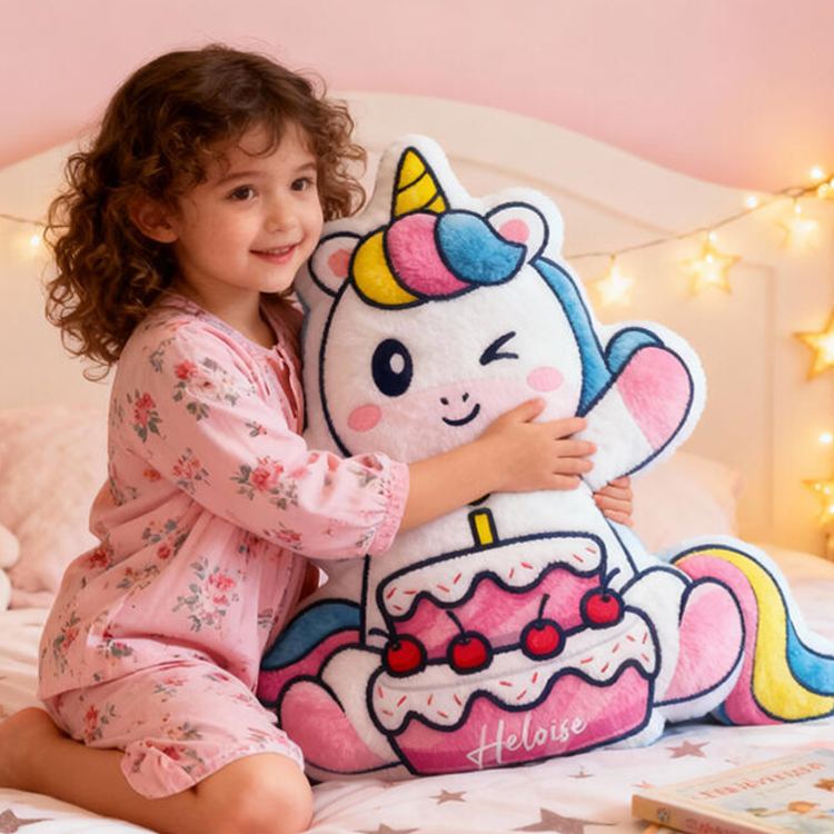 Personalized Dream Horse Cake Name Custom Soft Decorative Gift Rainbow Sweet Style Cute Magical Dream Lovely Pony Cozy Bedroom Fun Princess Room Graphic 3D Print Pillow
