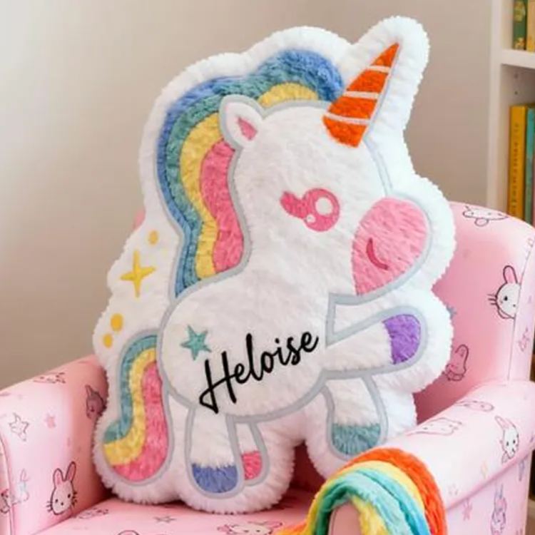Personalized Rainbow Dream Horse Name Custom Soft Decorative Gift Colorful Style Cute Magical Dream Lovely Pony Fun Playroom Cozy Sweet Bedroom Graphic 3D Print Pillow