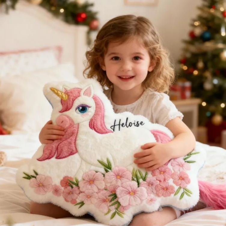 Personalized Dream Horse Name Custom Soft Decorative Gift Pink Floral Style Magical Dream Cute Pony Lovely Princess Room Cozy Sweet Fairy Garden Graphic 3D Print Pillow