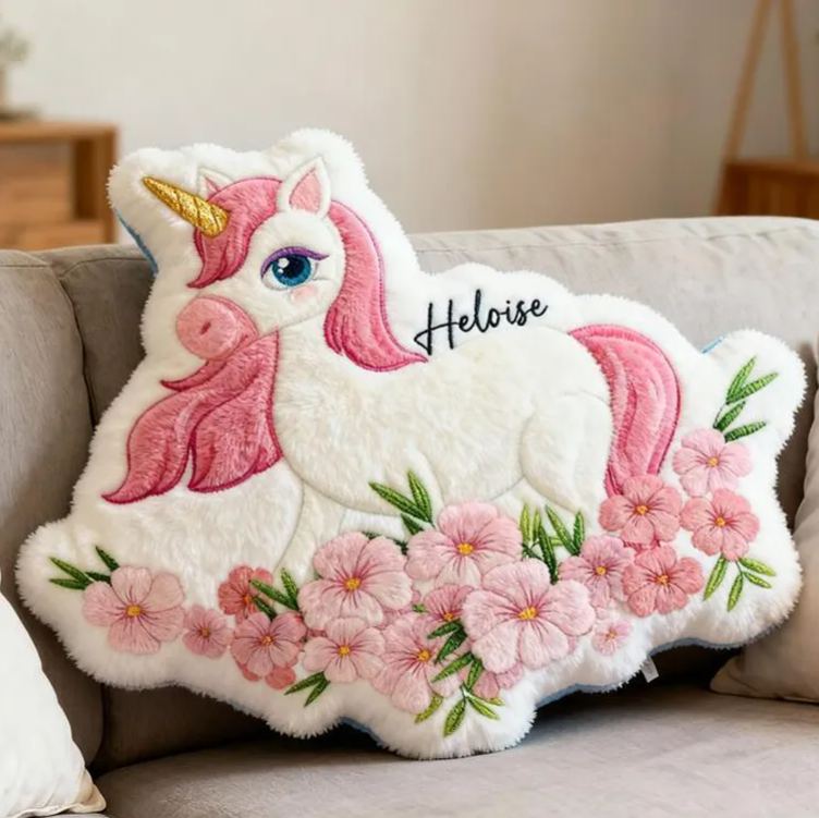 Personalized Dream Horse Name Custom Soft Decorative Gift Pink Floral Style Magical Dream Cute Pony Lovely Princess Room Cozy Sweet Fairy Garden Graphic 3D Print Pillow