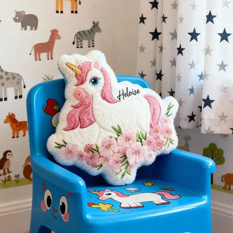 Personalized Dream Horse Name Custom Soft Decorative Gift Pink Floral Style Magical Dream Cute Pony Lovely Princess Room Cozy Sweet Fairy Garden Graphic 3D Print Pillow