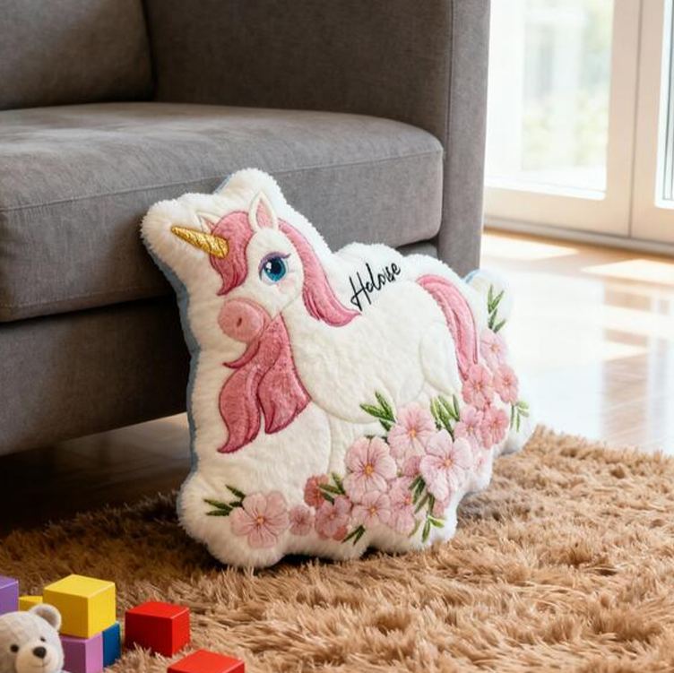 Personalized Dream Horse Name Custom Soft Decorative Gift Pink Floral Style Magical Dream Cute Pony Lovely Princess Room Cozy Sweet Fairy Garden Graphic 3D Print Pillow
