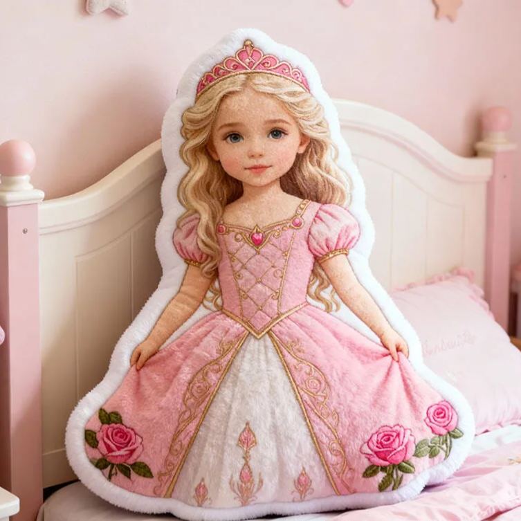 Personalized Princess Girl Custom Soft Decorative Gift Pink Royal Style Elegant Dress Lovely Castle Dream Sweet Bedroom Cozy Cute Fairy Magic Graphic 3D Print Pillow