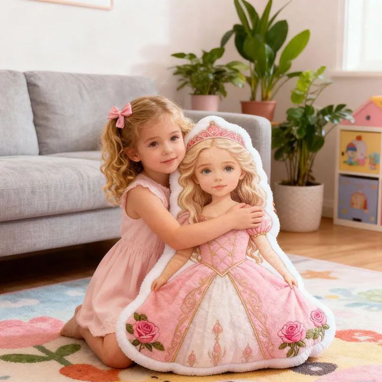 Personalized Princess Girl Custom Soft Decorative Gift Pink Royal Style Elegant Dress Lovely Castle Dream Sweet Bedroom Cozy Cute Fairy Magic Graphic 3D Print Pillow