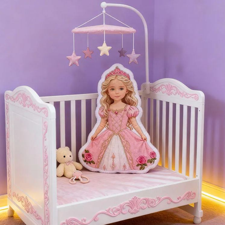 Personalized Princess Girl Custom Soft Decorative Gift Pink Royal Style Elegant Dress Lovely Castle Dream Sweet Bedroom Cozy Cute Fairy Magic Graphic 3D Print Pillow