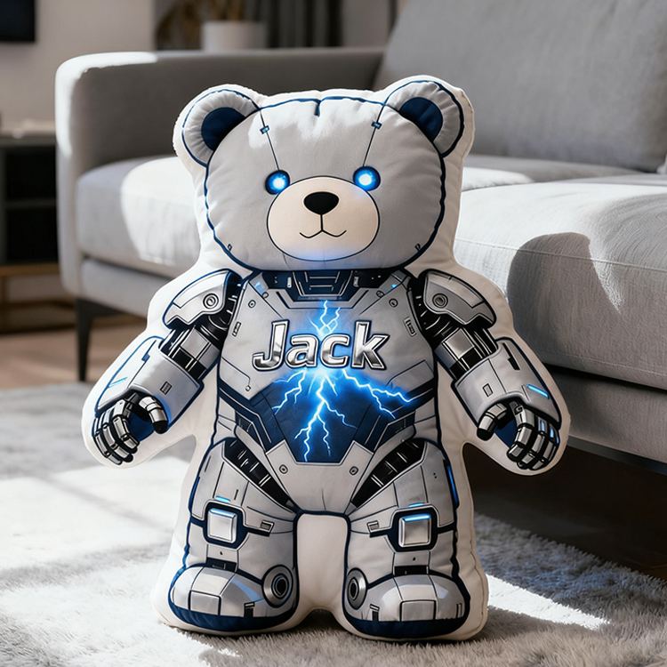 Personalized Space Bear Custom Name Soft Decorative Gift Galactic Adventure Style Cool Bedroom Astronaut Fun Cosmic Dream Universe Star 3D Print Pillow