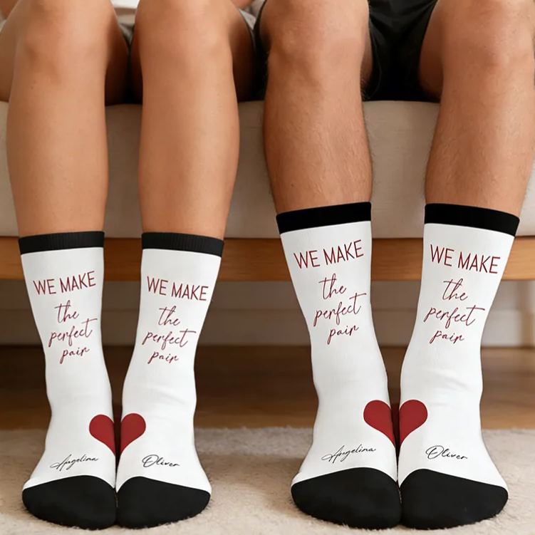 Personalized Couple We Make the Perfect Pair Socks with Name Custom Girlfriend Boyfriend Socks Valentines Day Gift for Him Her Anniversary Gift
