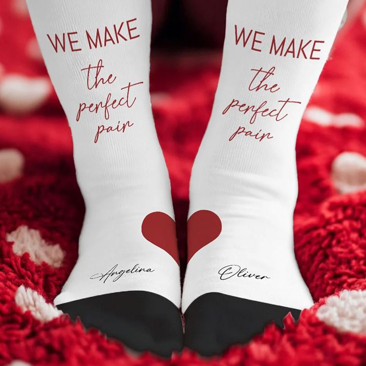 Personalized Couple We Make the Perfect Pair Socks with Name Custom Girlfriend Boyfriend Socks Valentines Day Gift for Him Her Anniversary Gift