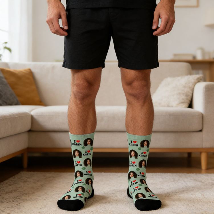 Personalized Couple 1-4 Face Photos Multicolor Socks Custom Girlfriend Boyfriend Portrait Socks Valentines Day Gift for Him Her Anniversary Gift