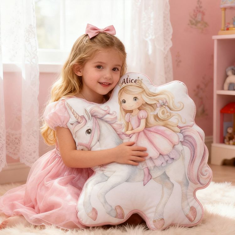 Personalized Princess Custom Name Soft Decorative Gift Magical Fantasy Style Cozy Bedroom Pink Dream Lovely Sparkle Fairy Tale Graphic 3D Print Pillow