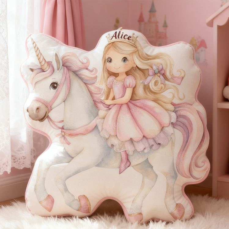 Personalized Princess Custom Name Soft Decorative Gift Magical Fantasy Style Cozy Bedroom Pink Dream Lovely Sparkle Fairy Tale Graphic 3D Print Pillow
