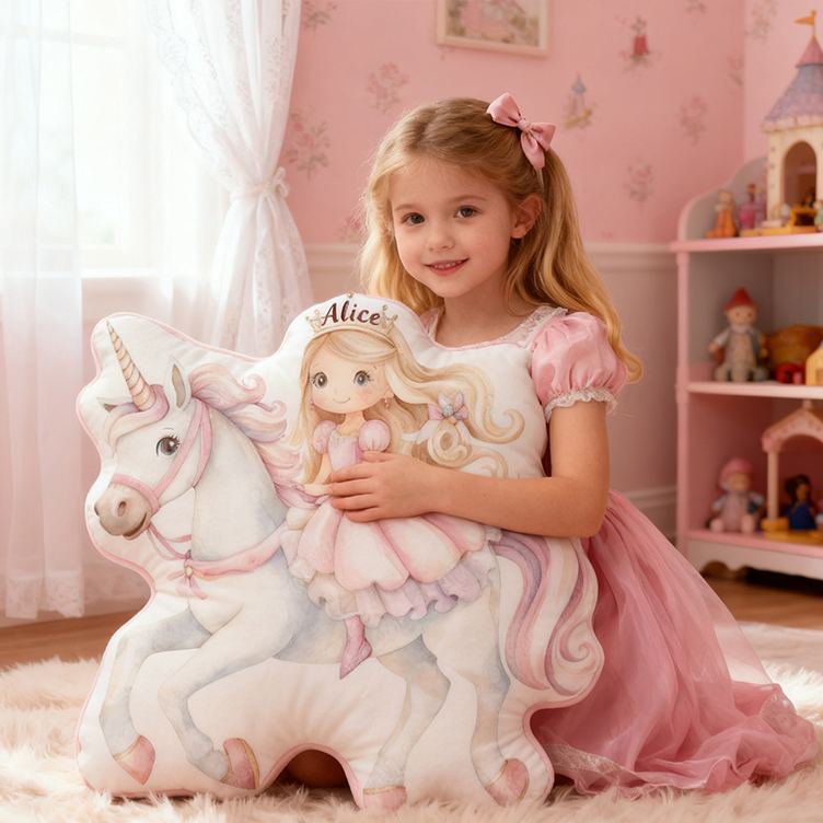 Personalized Princess Custom Name Soft Decorative Gift Magical Fantasy Style Cozy Bedroom Pink Dream Lovely Sparkle Fairy Tale Graphic 3D Print Pillow